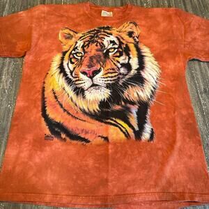 Vintage Men's The Mountain Y2K 2000 Lion Face Graphic T-Shirt Orange, X-Large